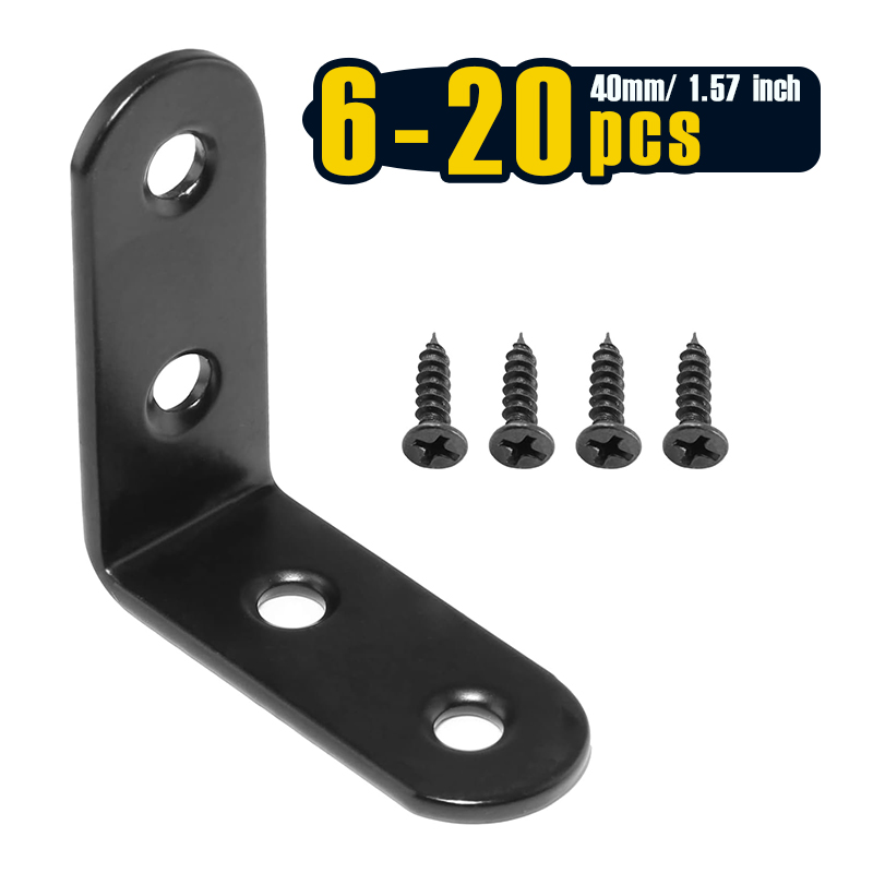 Corner Bracket Angle - 6-20 Pcs Black Corner Brace L
